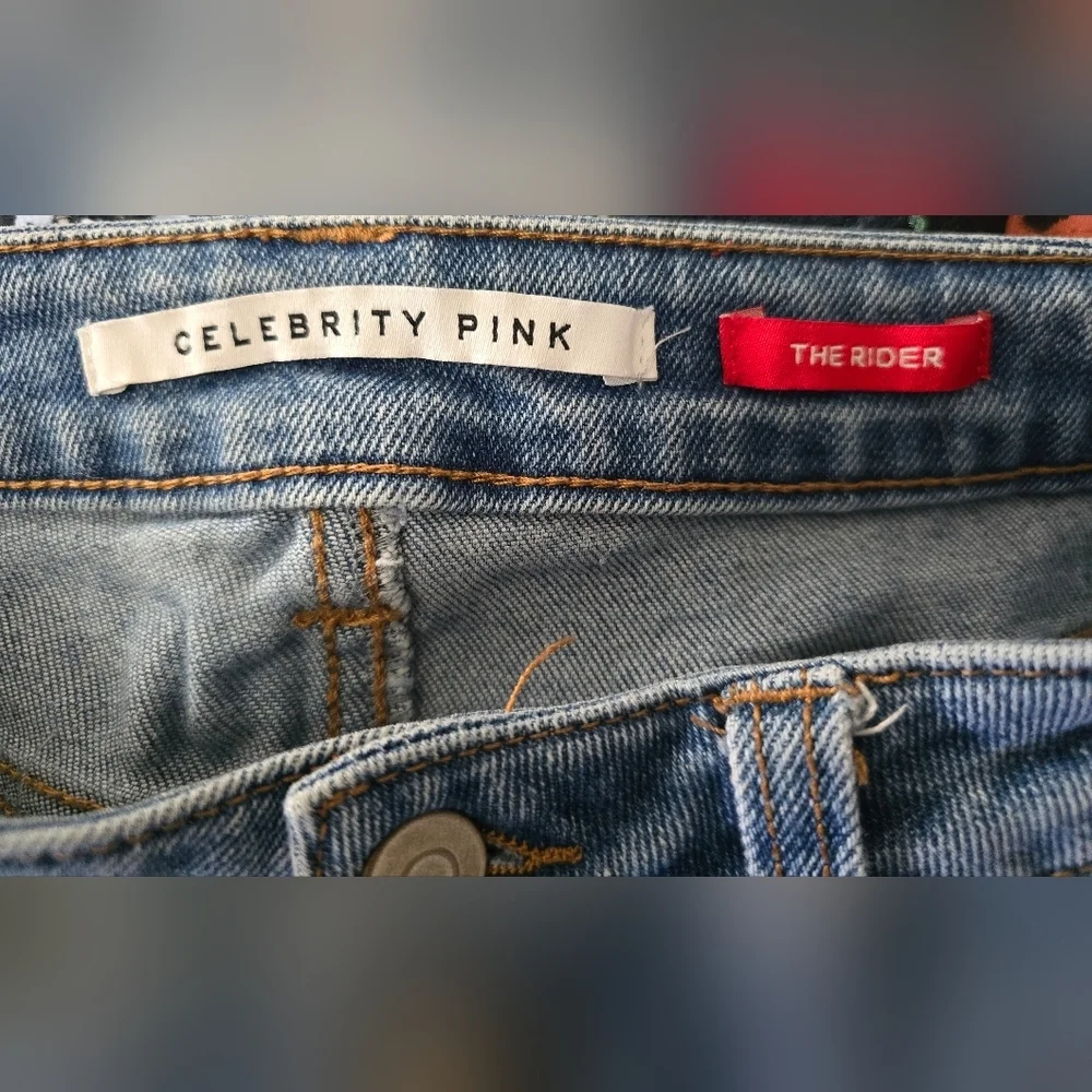 Celebrity Pink Womens Shredded Skinny Light Denim Blue Jeans Size 1